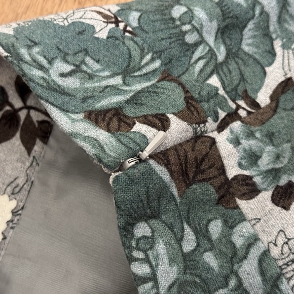 Anthropologie Tabitha Womens Medium Teal Floral Gray Wool Blend Mini Skirt - Picture 14 of 15